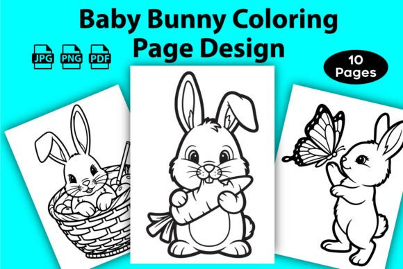 Baby Bunny Coloring Page Design for Kids
