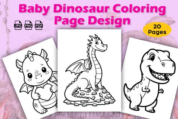 Baby Dinosaur Coloring Page Design