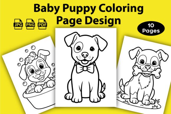 Baby Puppy Coloring Page Design for Kids