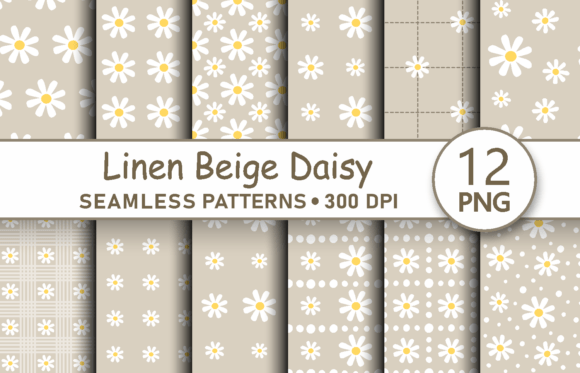 Beige Daisy Seamless Pattern Cottagecore
