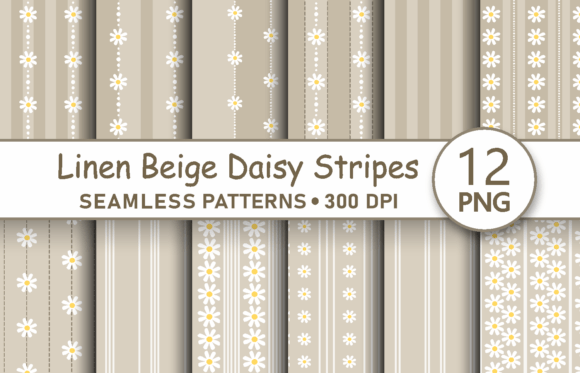 Beige Daisy Stripes Seamless Pattern Png: Elevate Your Creative Projects with Timeless Elegance