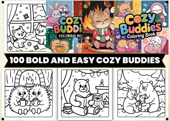 Bold and Easy Cozy Buddies Coloring Page