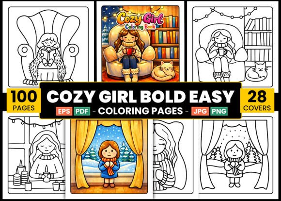 Cozy Girl Bold and Easy Coloring Pages