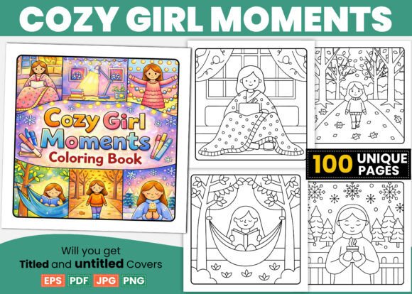 Cozy Girl Moments Coloring Page for Kids