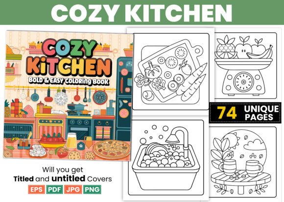 Cozy Kitchen Bold Easy Coloring Pages