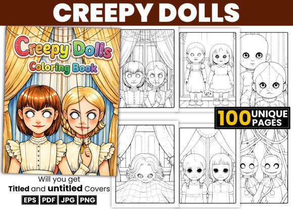 Creepy Dolls Coloring Pages for Adults