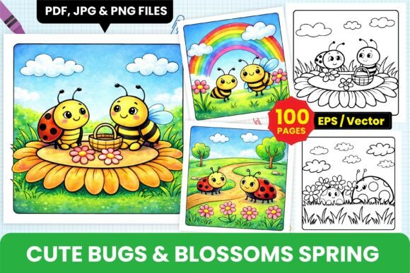 Cute Bugs Blossoms Spring Coloring Page: A Comprehensive Overview