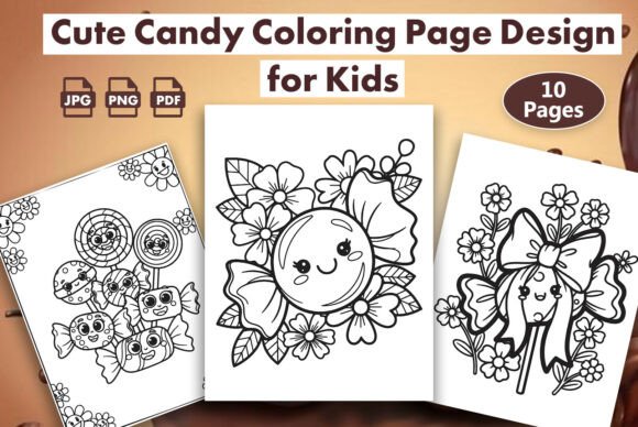 Cute Candy Coloring Page Design for Kids