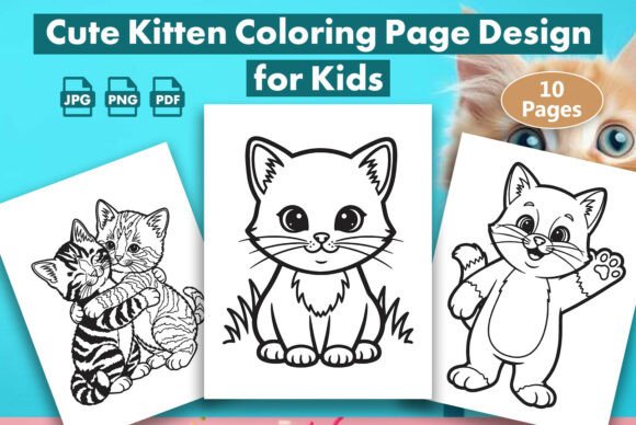 Cute Kitten Coloring Page Design for Kid: A Creative Tool for Young Artists