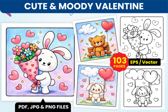 Cute Moody Valentine Coloring Pages