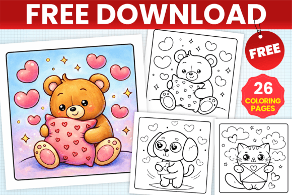 Cute Moody Valentine Free Coloring Pages