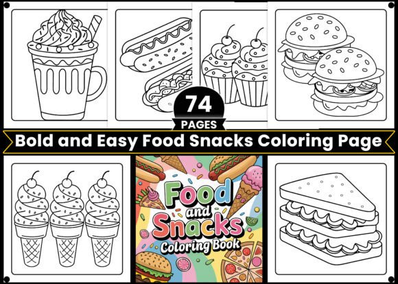 Explore the World of Bold and Easy Food Snacks Coloring Page
