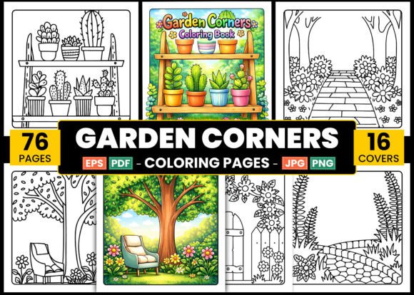 Garden Corners Bold Easy Coloring Pages