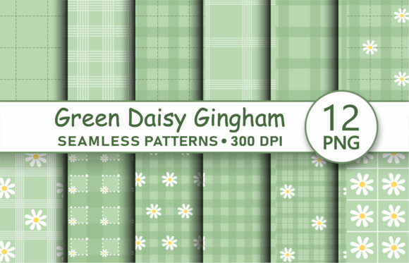 Green Daisy Gingham Seamless Pattern Png: A Versatile Design for Creative Projects