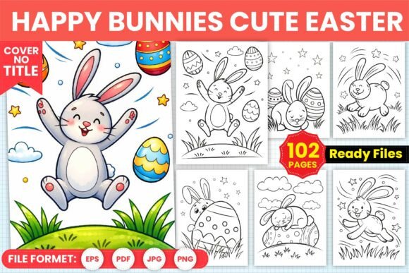 Happy Bunnies Cute Easter Coloring Fun