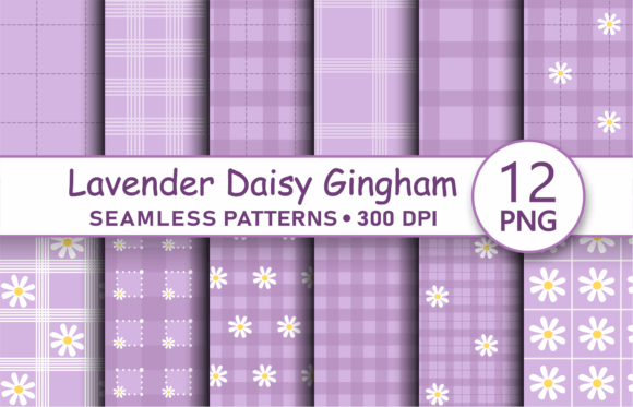 Lavender Daisy Gingham Seamless Patterns: A Creative Resource for Digital Designers