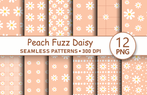 Peach Fuzz Daisy Seamless Pattern Bundle: Elevate Your Creative Projects with Aesthetic Design