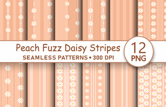 Peach Fuzz Daisy Striped Pattern Bundle