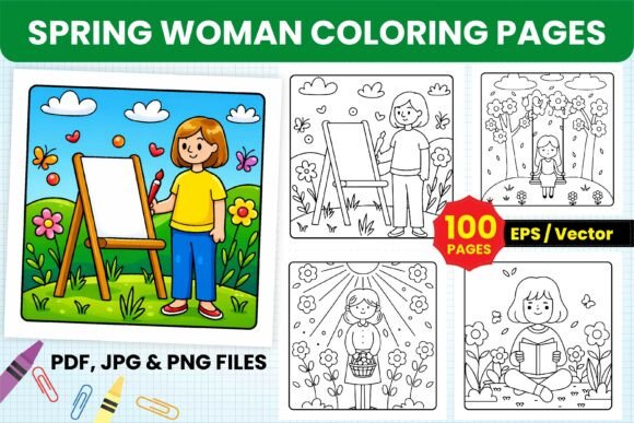 Spring Woman Coloring Pages