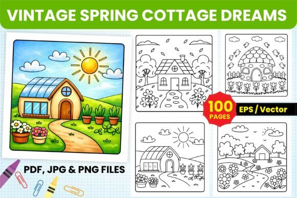 Vintage Spring Cottage Coloring Pages: A Nostalgic and Practical Resource for Creators and Entrepreneurs