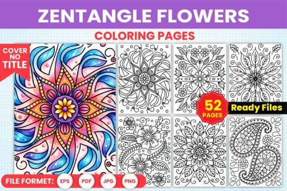 Zentangle Flowers Coloring Pages